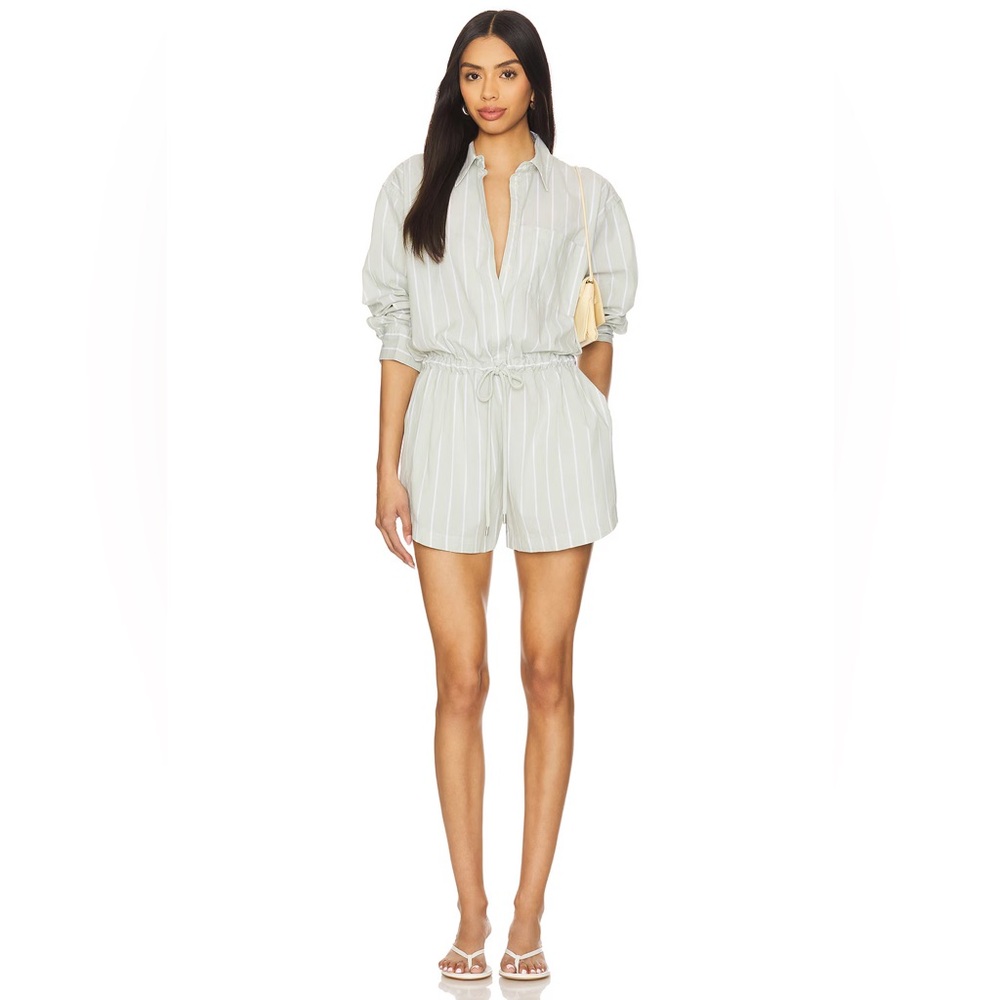 Pistola Amelie Pistachio Striped Green Romper, M